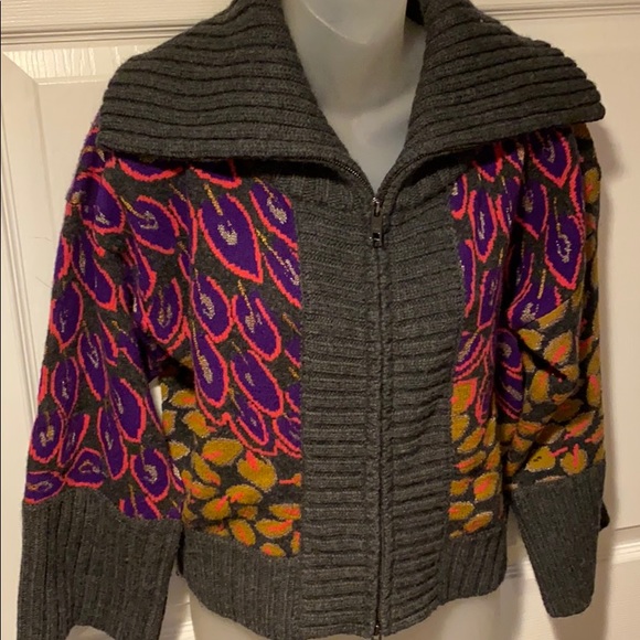 DKNY Cashmere Lambswool Zip Front Sweater Jacket M - Picture 1 of 9